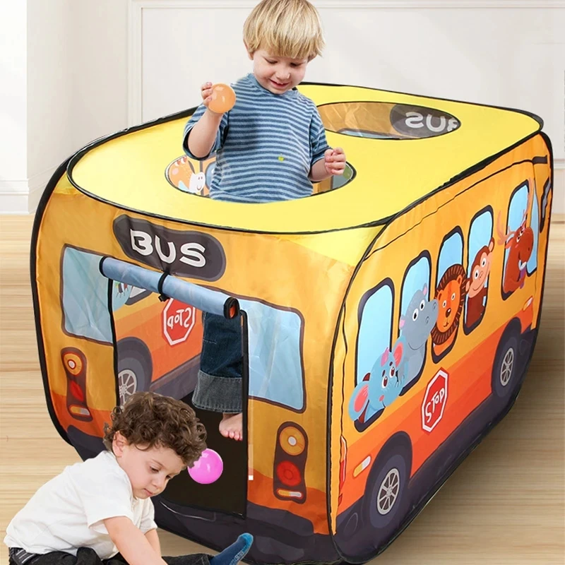 Kids Outdoor Play Tent - Cartoon dieren bus thema speelhuisje tent