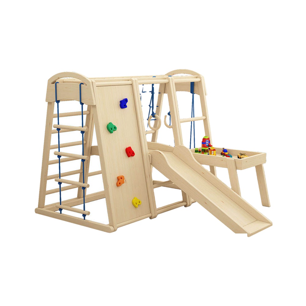 Kids Outdoor Wooden Climbing Frame - Indoor/Outdoor houten klimrekken, glijbaan, schommelset, baby