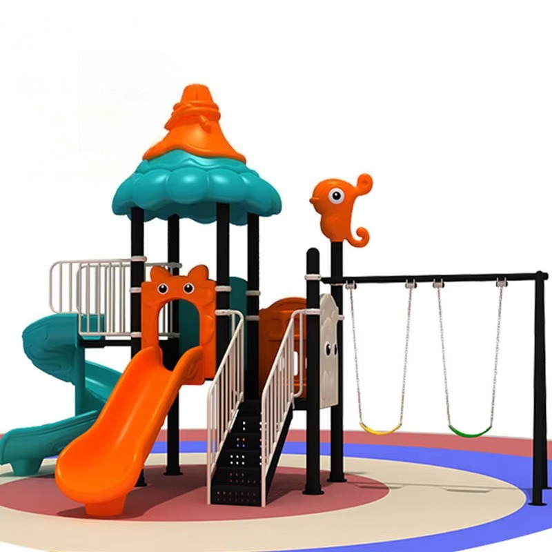 Kids Outdoor Swing Set With Slide - Grote duurzame kunststof kinderschommelset Amusement Kinderpark