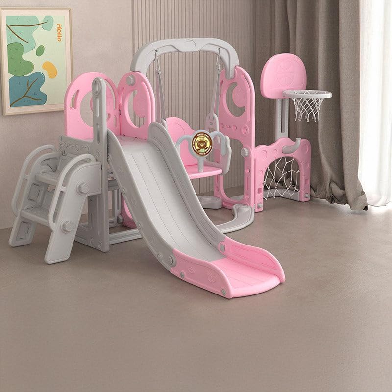 Kids Outdoor Swing Set With Slide - 7-in-1 Kinderspeelset met Glijbaan en Schommel,