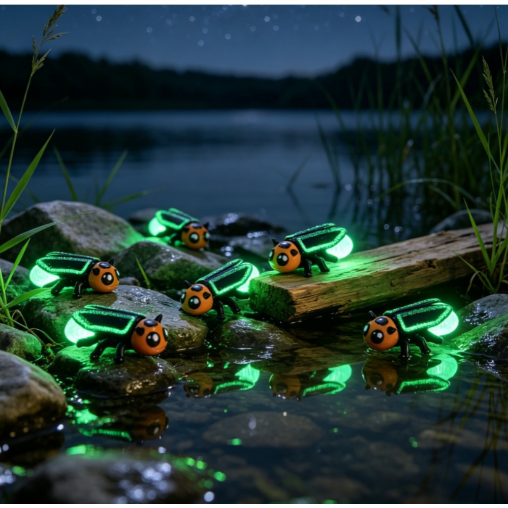 Kids Outdoor Easter Gifts - 6 stuks 3D-geprinte lichtgevende glow-in-the-dark vuurvliegjes