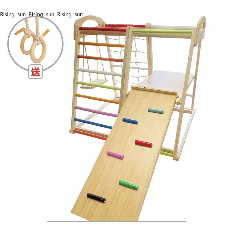 Kids Outdoor Wooden Climbing Frame - Houten klimrek binnen speeltuin binnenactiviteiten kinderspeelgoed