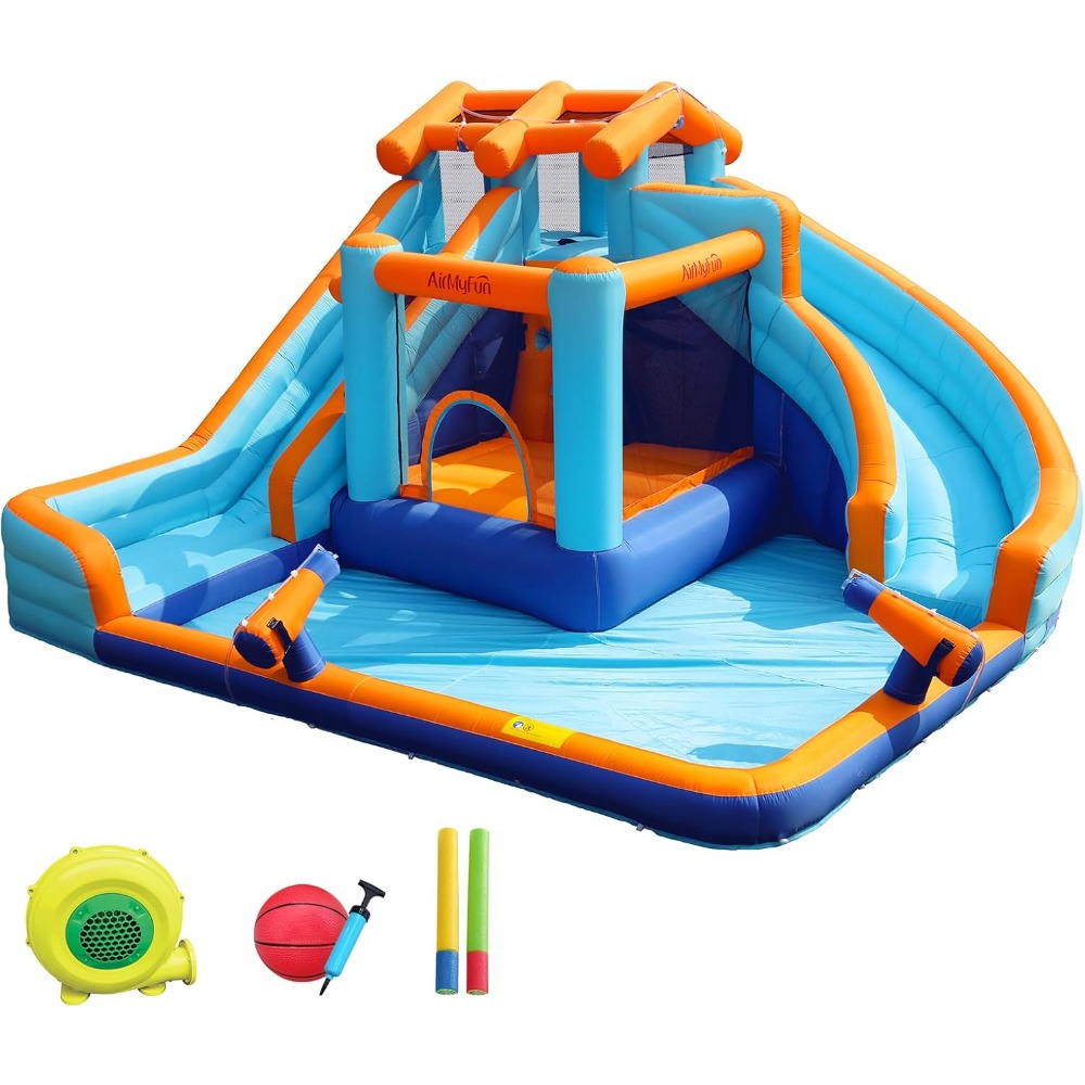 Kids Outdoor Play - Grote waterglijbaan springkasteel met spetterbad en