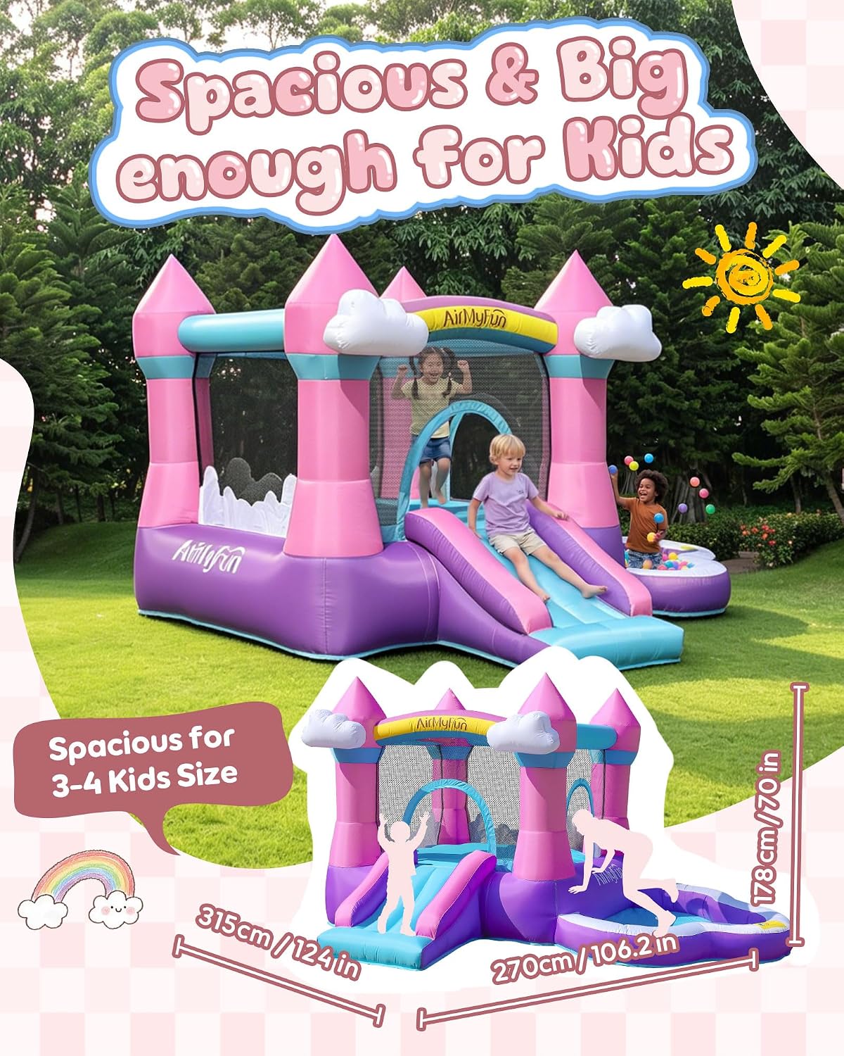 Roze opblaasbare springkasteel - Kids Outdoor Water recensie en prijs