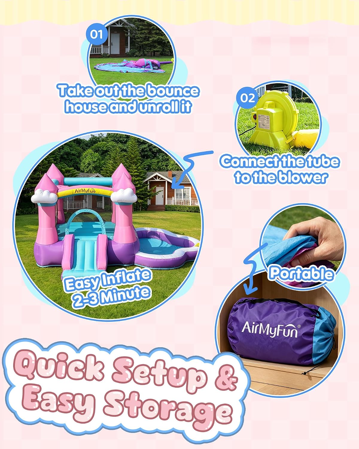 Roze opblaasbare springkasteel - Kids Outdoor Water recensie en prijs