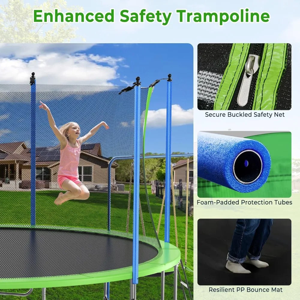 US verzending 12-14FT trampoli - Kids Outdoor Swing Set With Slide recensie en prijs