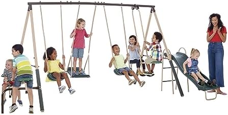 Buitenspeelset voor kinderen v - Kids Outdoor Swing Set With Slide recensie en prijs