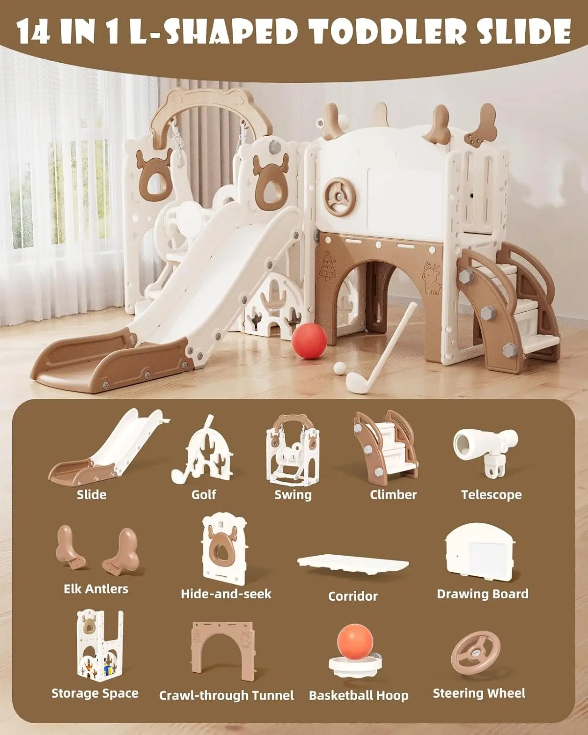 13-in-1 Glijbaan- en Schommels - Kids Outdoor Swing Set With Slide recensie en prijs