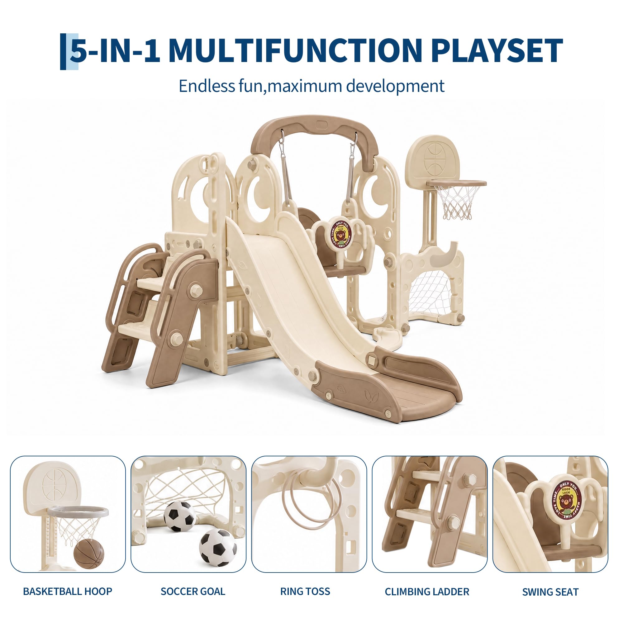 7-in-1 Kinderspeelset met Glij - Kids Outdoor Swing Set With Slide recensie en prijs