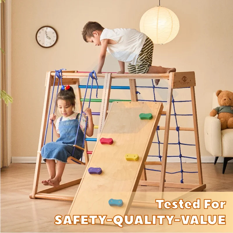 Houten klimrek binnen speeltui - Kids Outdoor Wooden Climbing Frame recensie en prijs