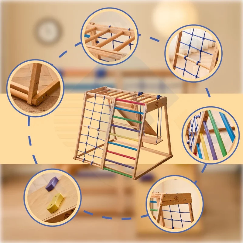 Houten klimrek binnen speeltui - Kids Outdoor Wooden Climbing Frame recensie en prijs